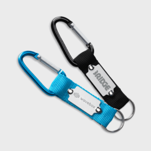 Mousquetons bleu et noir porte-clés personnalisés.