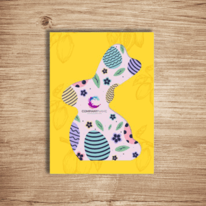 Carte de Pâques colorée avec motif de lapin.