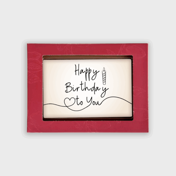 Carte anniversaire avec bougie et cœur dessinés.
