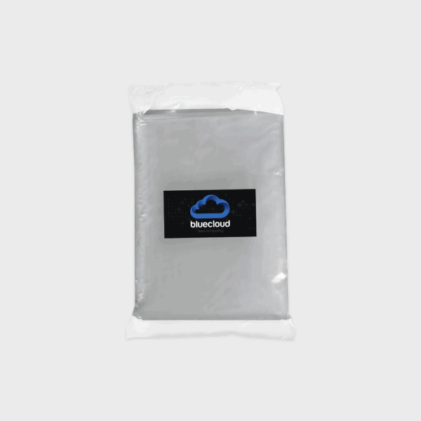 Emballage plastique scellé avec logo Bluecloud