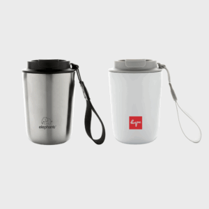 Mug isotherme en inox recyclé RCS avec lanière