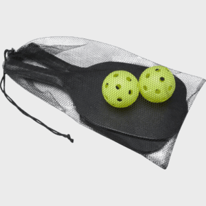 Set de raquettes et balles jaunes en filet noir.
