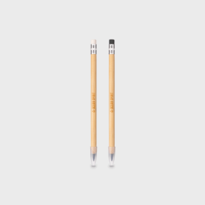 Crayons à papier avec gomme, noir et blanc.