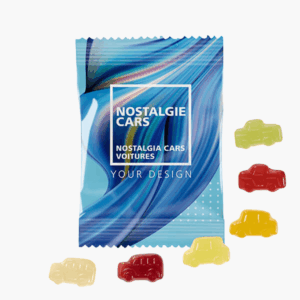 Bonbons en forme de voitures, design personnalisé.