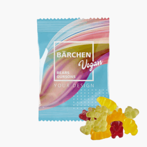 Bonbons oursons végan emballés.