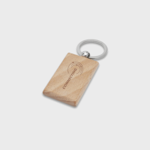 Porte-clés en bois avec logo "Connecting".