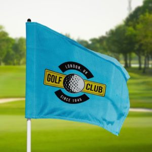 Drapeau de golf avec logo London, UK.