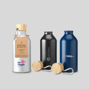 Bouteille en aluminium recyclé GRS avec bouchon en bambou