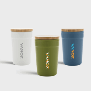 Mug en PP recyclé GRS avec couvercle en bambou