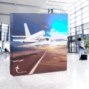 Affiche avion décolle aéroport moderne