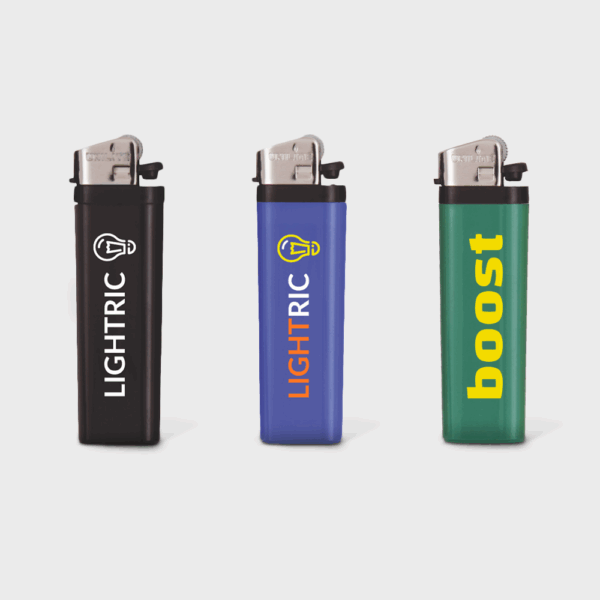Briquets colorés avec logos différentiels, noir, bleu, vert.