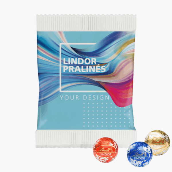 Sachet Lindt Lindor Pralines avec trois chocolats.