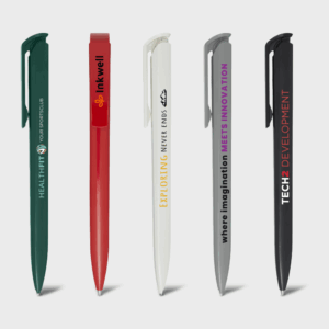 Stylos colorés avec logos et slogans