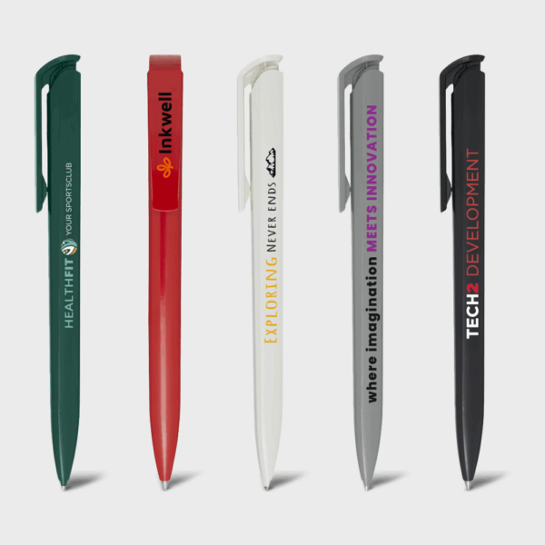Stylos colorés avec logos et slogans
