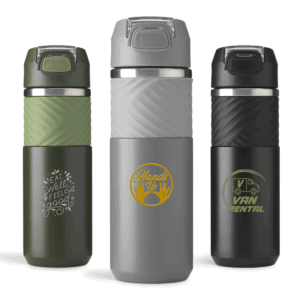 Bouteille thermos tecyclée avec bec verseur et paille