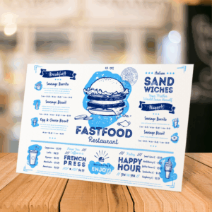 Cartes de menu PVC