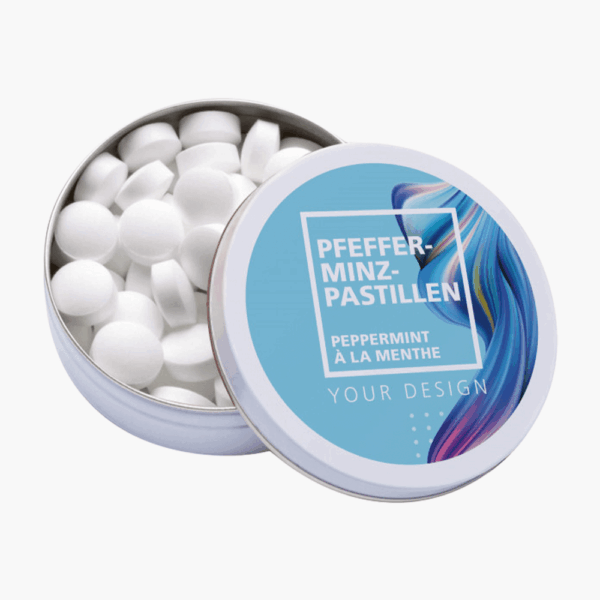 Boîte de pastilles menthe poivrée ouverte