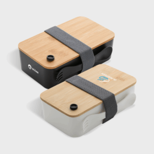 Boîtes à lunch écologiques avec couvercles en bois.