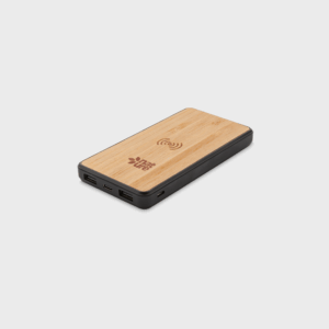Batterie externe sans fil en bambou recyclé RCS 8000 mAh