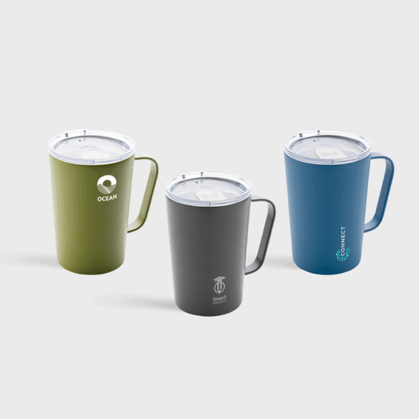 Tasse moderne en acier inoxydable recyclé RCS avec couvercle | 420 ml