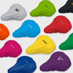 Housses de selle colorées pour vélo.