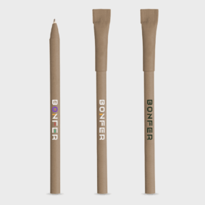 Stylos Bonfer en papier recyclé, trois vues différentes.
