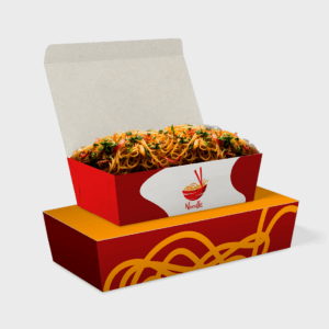 Boîte de nouilles sautées épicées et colorées