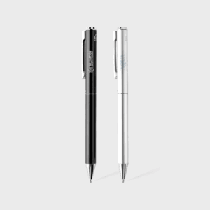 Stylos à bille noir et argent modernes.