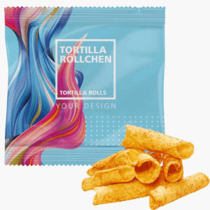 Chips tortillas en rouleaux, paquet coloré.