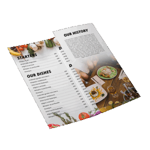 Cartes de menu à pli roulé