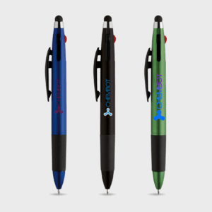 Trois stylos tactiles bleus, noirs, et verts.