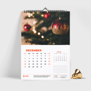 Calendrier de décembre avec décoration de Noël.