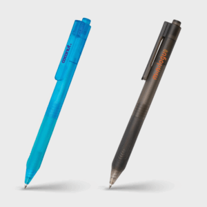 Stylos à bille bleu et noir, design moderne.
