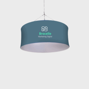 Suspension lumineuse avec logo Brocelle Marketing Digital.